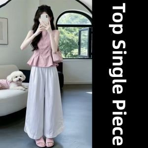 LIRUSHAN | Summer Linen Sleeveless Top and Wide Leg Pants Set