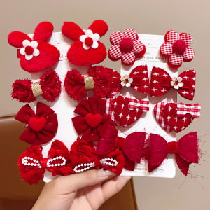 New Year Childrens Hairpin Set Cute Butterfly Knot Sweet Little Girl Celebration Hair Accessories Parting Hair Clip Edge Clip