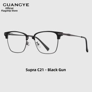 GUANGYE | Anti-Blue Light Semi-Rimless Stylish Titanium Eyeglasses Frames