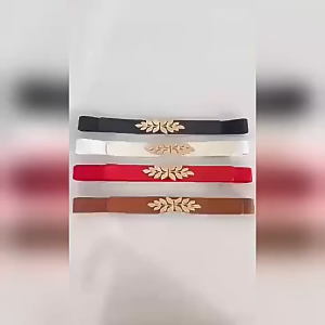 เข็มขัดเอวบาง หนังPU สายเอวผู้หญิง ปรับได้60-95CMกว้าง2.5CM ยืดหยุ่นได้ หัวเข็มขัดโลหะ