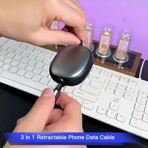 3-in-1 Retractable USB Charging Cable 100W Fast Charging Compatible with USB to C/ Micro USB for iPhone 13/ 14/ 12/ 11/ X Huawei Data Sync At 480Mbps