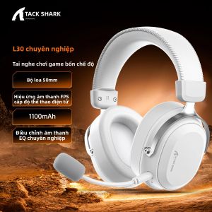 Tai Nghe Chơi Game Không Dây ATTACK SHARK L30Pro 2.4GHz Bluetooth 5.3 Với Card Âm Thanh USB Jack 3.5mm Driver 50mm Micro Tháo Rời Pin 1100mAh