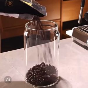 💟SOLUTION65💟 Vacuum Coffee Container Glass Coffee Bean Storage Jar Coffee Jar with Lid Airtight Storage Jars for Coffee Beans Coffee Cans Vacuum Sealed Glass Container Air-Exhaust Grain Cans Vacuum Coffee Canister Airtight Coffee Storage Container