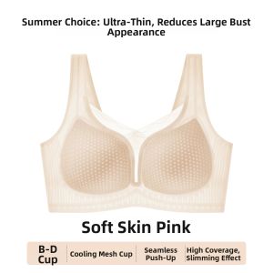 Breathable Hole Cup Bra Slimming for Large Breasts Thin Ice Silk Invisible Cooling
