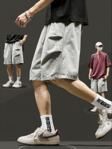SZON | Loose-fit Faded Wrinkled Lightweight Cotton Work Shorts
