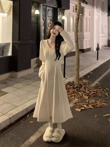 French Style Fancy Mid Length Long Length Dress 2024 Early Spring Clothes Pear Shapes Super Nice Elegant Slim-Fit Dress