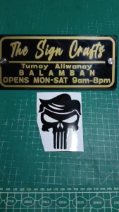 PUNISHER hair style.  VEHICLES AND MOTORCYCLE. VINYL STICKERS DECALS AND CUT-OUTS. Mock-up and actual pictures.