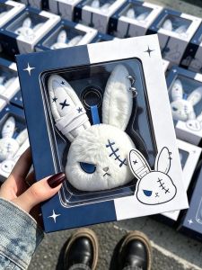 Bandai | Popular Hot Gothic Bunny Plush Keychain RabbitBag Charm with Bandage Desian Kawaii Key Ring Pendant Car Bag Ornament 2026