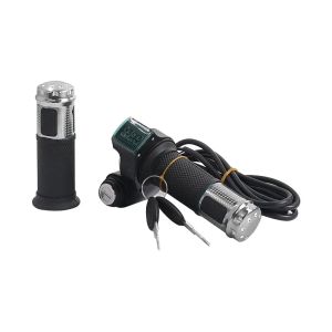 Universal 12V-90V For Electric Scooter Handle Grip Speed Accelerator With Battery Voltmeter Indicator Key Switch Durable Parts