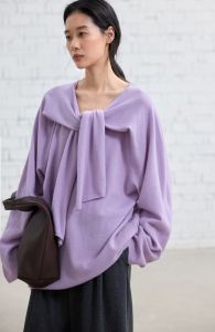 epoque de rueen | Relaxed V-Neck Wool Shawl Sweater