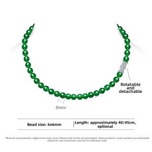 AILEQ | Natural Chalcedony Silver Inlaid Necklace