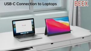 BEEX Monitor Portabel 15.6 Inci 1080P FHD IPS Monitor Laptop Monitor HDMI Gaming dengan Speaker Monitor Eksternal untuk Laptop PC Mac Ponsel PS4 Switch