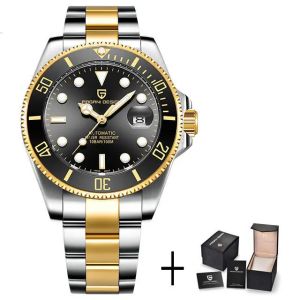 Pagani Design | PD-1639 8215 PAGANI DESIGN Men Two-tone Watch 220MM Steel Bracelet Date Window Classic Diving Style Wristwatch