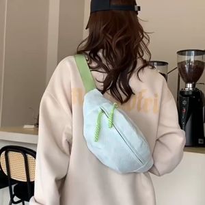 Breast bag Knitted bag womens bag versatile foreign style ins waist bag Korean Style messenger bag small bag