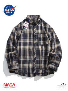 Wassup Panda Long Sleeve Plaid Shirt Mens Casual Vintage Loose Fit Stylish Shirt Coat for Spring Autumn Polyester Cotton Blend