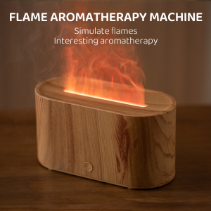 Flame Wood Grain Aroma Diffuser Humidifier Color Light USB Powered For Home Desk Decoration Gifts