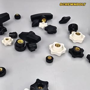 ลูกบิดพลาสติก มือหมุนทรง Z ตัวเมีย สีดำ 35 มม. เกลียวทองเหลือง เกลียวมิล รูทะลุ/รูตัน M4 M5 M6 M8 / Z Handle/Grip Nut