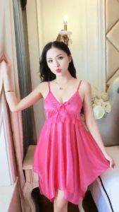 Váy Ngủ 2 Dây Cổ V Nơ Trước Xinh Xắn Quyến Rũ D1318 💖 Đầm ngủ 💖 Váy mặc nhà  Đồ ngủ nữ