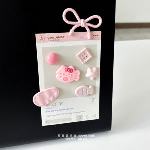 Magnetic Fridge Magnet Cat Design Iron Sheet Decorative Hole Board Whiteboard Cream Color Butterfly Knot Home Decoration