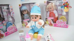 Mainan Boneka Bayi Bisa Suara Minum dan Pipis Baby Sucking Pee Doll 35cm + Aksesoris