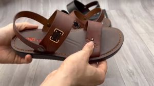 Dép Da Nam Cao Cấp Da Bò Thật Dép Nam 2 Quai Dáng Trẻ Đế Êm Sang Trọng Lịch Lãm