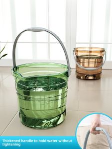 Transparent Thick Plastic Water Bucket Portable Home Cleaning Tool Large Capacity Bathing Bucket for Student Dormitory