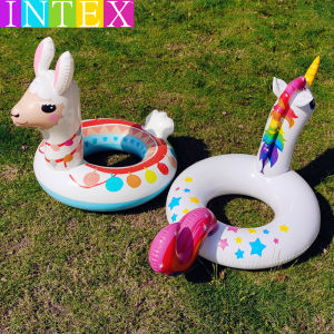 Unicorn Alpaca Tyrannosaurus Shape Rainbow Horse Kids Swimming Ring Thickened Male and Female Baby Inflatable Life Buoy