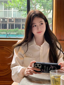 เสื้อเชิ้ตผู้หญิงสไตล์ฝรั่งเศส ทรงหลวม แขนยาว ปกปิดไหล่ ลายดอกไม้ 3 มิติ ทรงหลวม สไตล์ลำลอง ฤดูใบไม้ผลิและฤดูใบไม้ร่วง