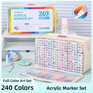 MINGZHUO | Non-See-Through Stackable 240-Color Direct Liquid Acrylic Markers Soft Tip for Art Drawing