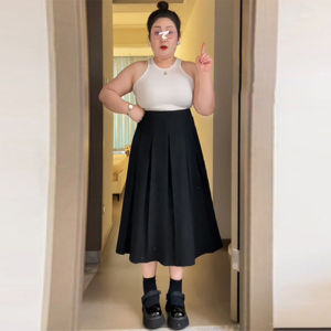 Váy Chữ a Cạp Cao Đa Năng Cho Dáng Người Quả Lê Dài Vừa Phải Váy Xếp Ly Cỡ Lớn Váy Công Sở Mùa Hè 2023