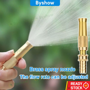 Byshow Adjustable Solid Brass Spray Nozzle Pipe Connector For Garden Watering Fog Mist Nozzle Misting Fogging Sprayer Sprinkler Head High Pressure Water Jet Nozzle / Muncung Semburan