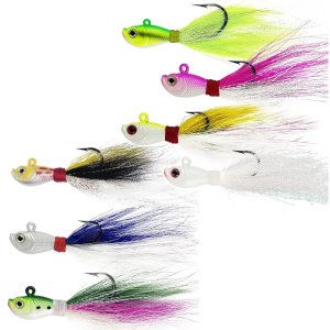 Eupheng Bucktail Jig Glow in Dark Bucktail Jigs Saltwater Jig 7g-42g Jig Head Hook 3D Eyes Bait Jigging Lure