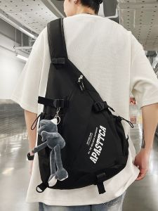 Mens Crossbody Bag Large Capacity Sports Commuter Backpack Trendy Design Sensation Chest Bag for Riding Casual Scenarios