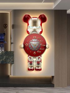 Modern Minimalist Living Room Wall Clock Creative Violent Bear Design Luxury Sensation Decorative Painting with Light
