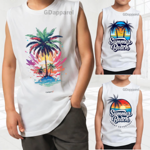 GDapparelco muscle sando for kids boy Beach Prints White baby boy Clothes 9 months up to 8 years old Subli Print Kids