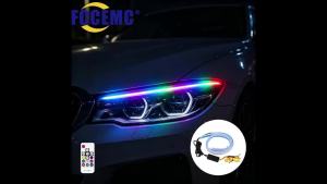 RGB LED DRL Light Strip 30/45/60cm Remote Control Multicolor Turn Signal Daytime Running Light Car Headlight Decorative Lamp
