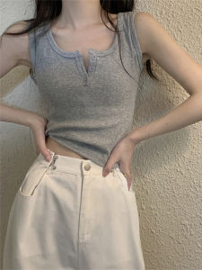 ฤดูร้อน เซ็กซี่ แขนกุด ถัก เสื้อกั๊ก ผู้หญิง ทันสมัย เดินทาง หลวม Fit ผ้าฝ้าย Blend Short Length เสื้อสีพื้น