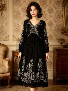 XMO | Elegant Hepburn Style Silk Dress