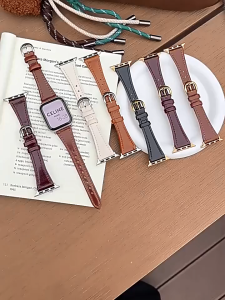 Slim Leather Strap For Apple Watch Band Series 11 10 9 8 7 6 Ultra3 49mm 42mm 46mm 44mm 40mm 45mm Wristband Women Bracelet