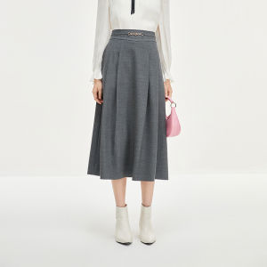 Koradior | Spring MIU Style A-Line Long Wool Skirt