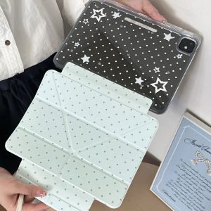 Mint Green Blue Polka Dot iPad Protective Case 2025 pro 11 Anti-Bend Air 7/6 Pen Slot 10 Gen 10.9 Inch 9 Gen 10.2 Inch Tri-Fold 9.7/10.5 Anti-Fall Mini 7/6