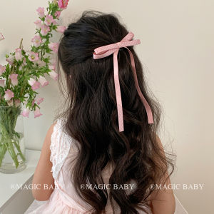 Elegant Black Pink Polka Dot Silk Ribbon Butterfly Knot Hair Clip for Girls Childrens Hair Accessories Korean Style Half Updo Hair Clips