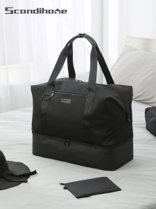 Large Capacity Travel Bag Check-In Luggage Shoe Compartment Bag with Handle for Business Trips Waterproof Double Layer Storage Bag