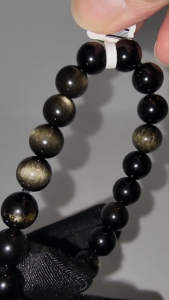 (SG Seller Ready Stocks) Top Grade Natural Gold Obsidian Stone Bracelet 10+mm
