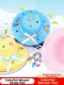 XIAOXIONGERBAN | DIY Craft Colorful Straw Hat