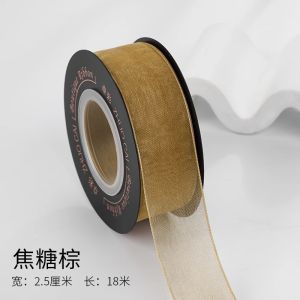 20Yards/Roll 2.5cm Sheer Chiffon Ribbon Organza Satin Ribbons for Gift Wrapping Bow Wedding Bouquets Party Decorative Ribbons