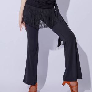 ชุดเต้นรำละติน Celana Training มืออาชีพชุดเต้นรำเด็กกางเกงมีพู่ชุดแต่งกายเทศกาลกางเกงกระดิ่งเต้นรำสมัยใหม่