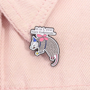 Classic Fairy Tales Line Enamel Pin It Is I Your Fairy Godpossum Cute Animal Brooch Lapel Backpack Badge Jewelry Gift for Friend