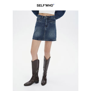 Cotton Blue Washed Denim Short Skirt