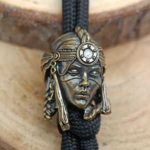 Tribe Female Warrior Brass Knife EDC Bead DIY Paracord Woven Bracelets Lanyard Pendants Accessories Outdoor Tool Hangings Charms